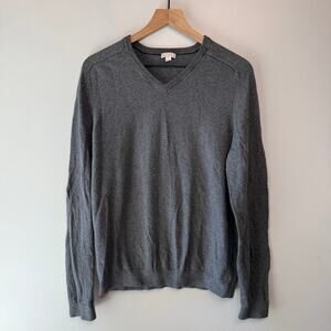 Gap Men's V-neck Cotton Cashmere Knit Sweater Top Gray Size Large